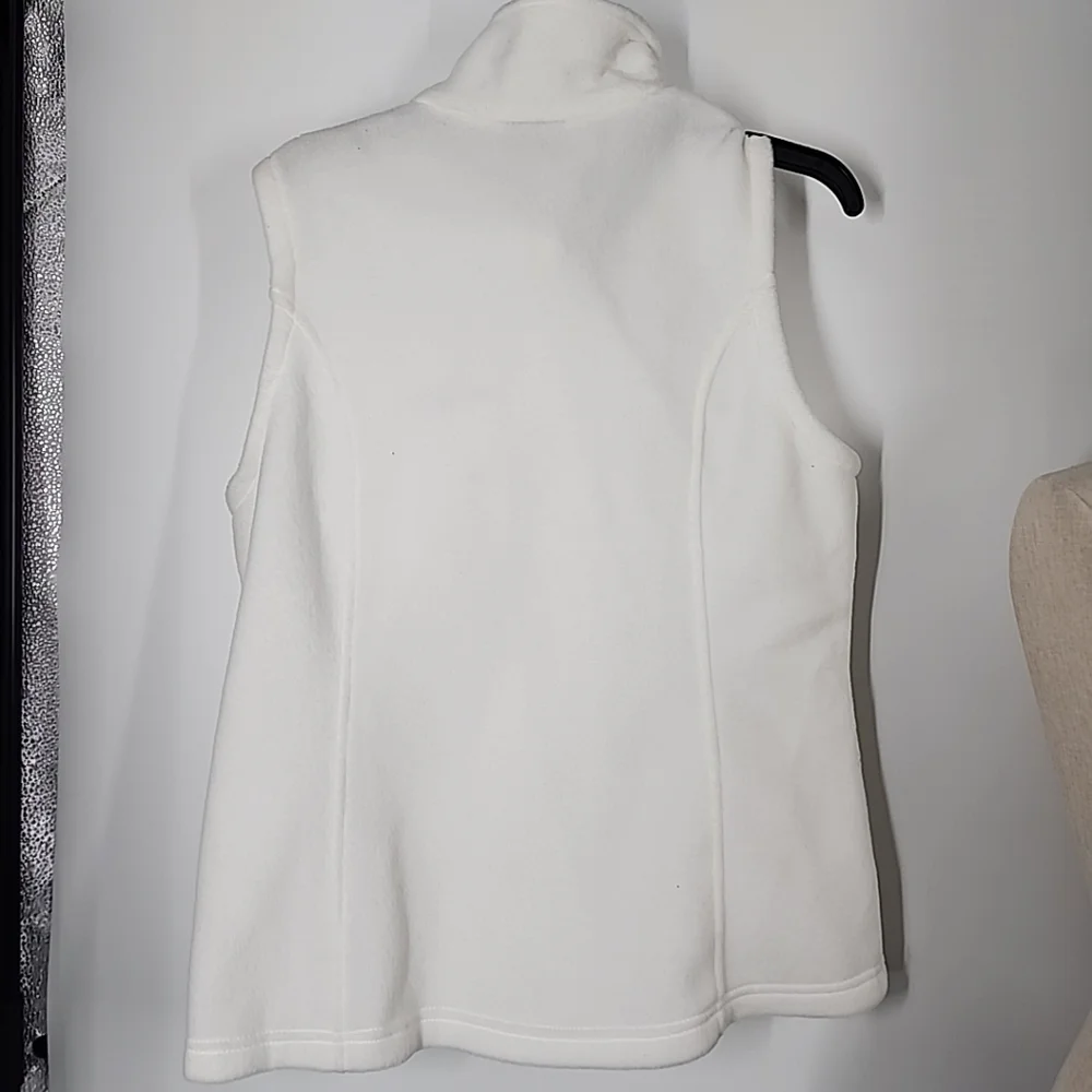 Columbia NEW Three Rivers Fleece Vest Cream Full Zip Zipper Pockets Size Large - Picture 2 of 9